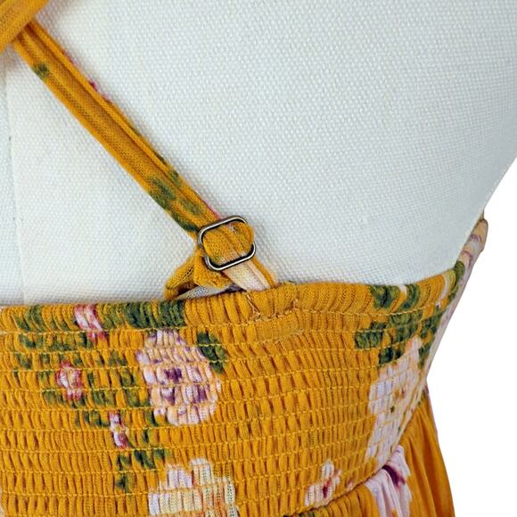 FREE PEOPLE Mirage Convertible Tunic Tank Top Dress Hi Low Yellow Floral Boho S - Picture 4 of 10